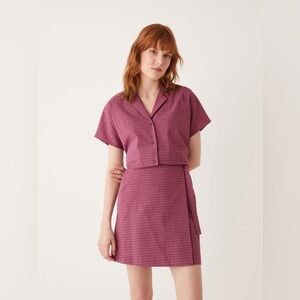 Frank & Oak- Pink Checkered Two-Piece Set (top and skort)
